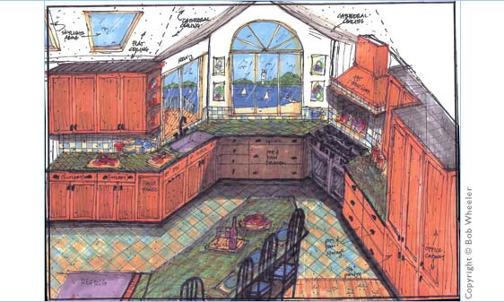 Kitchen Perspective Drawing